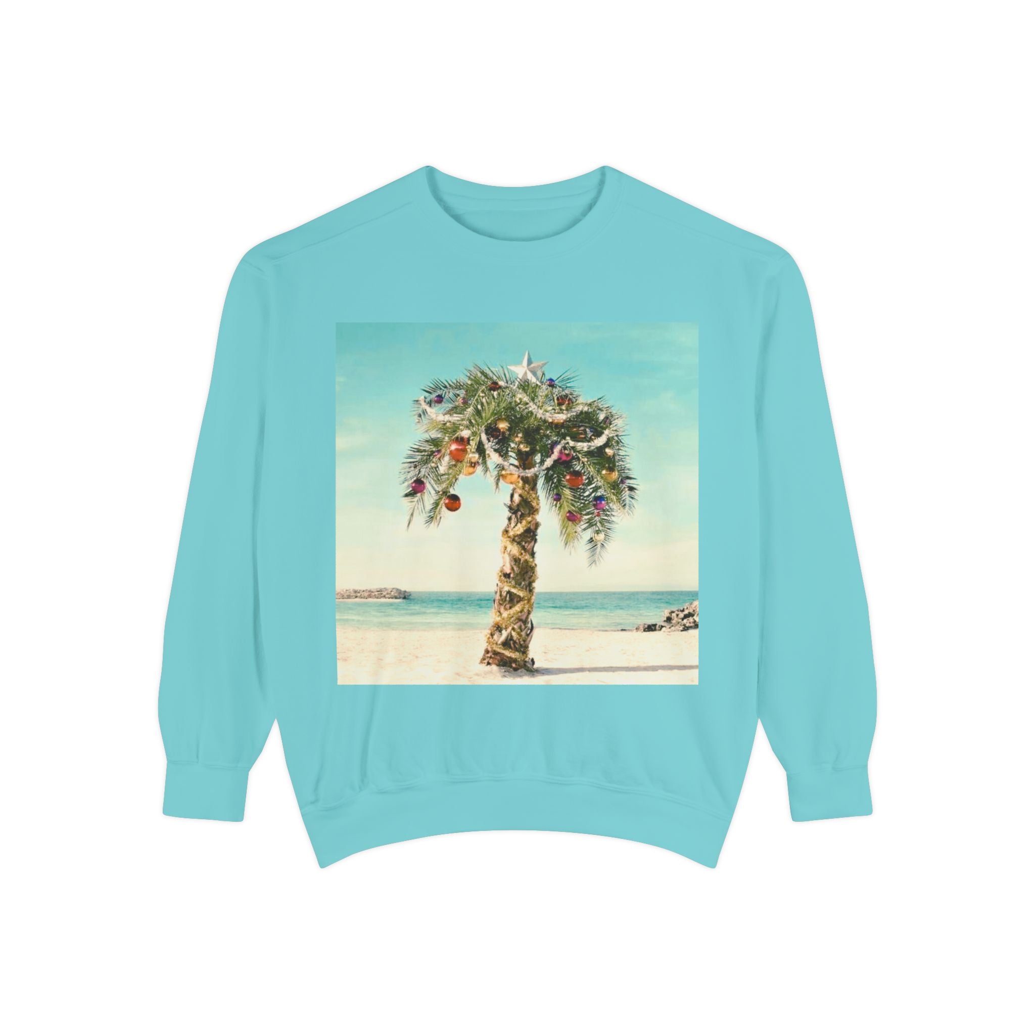 Vintage Christmas Palm Tree Crewneck Sweatshirt - Comfort Colors