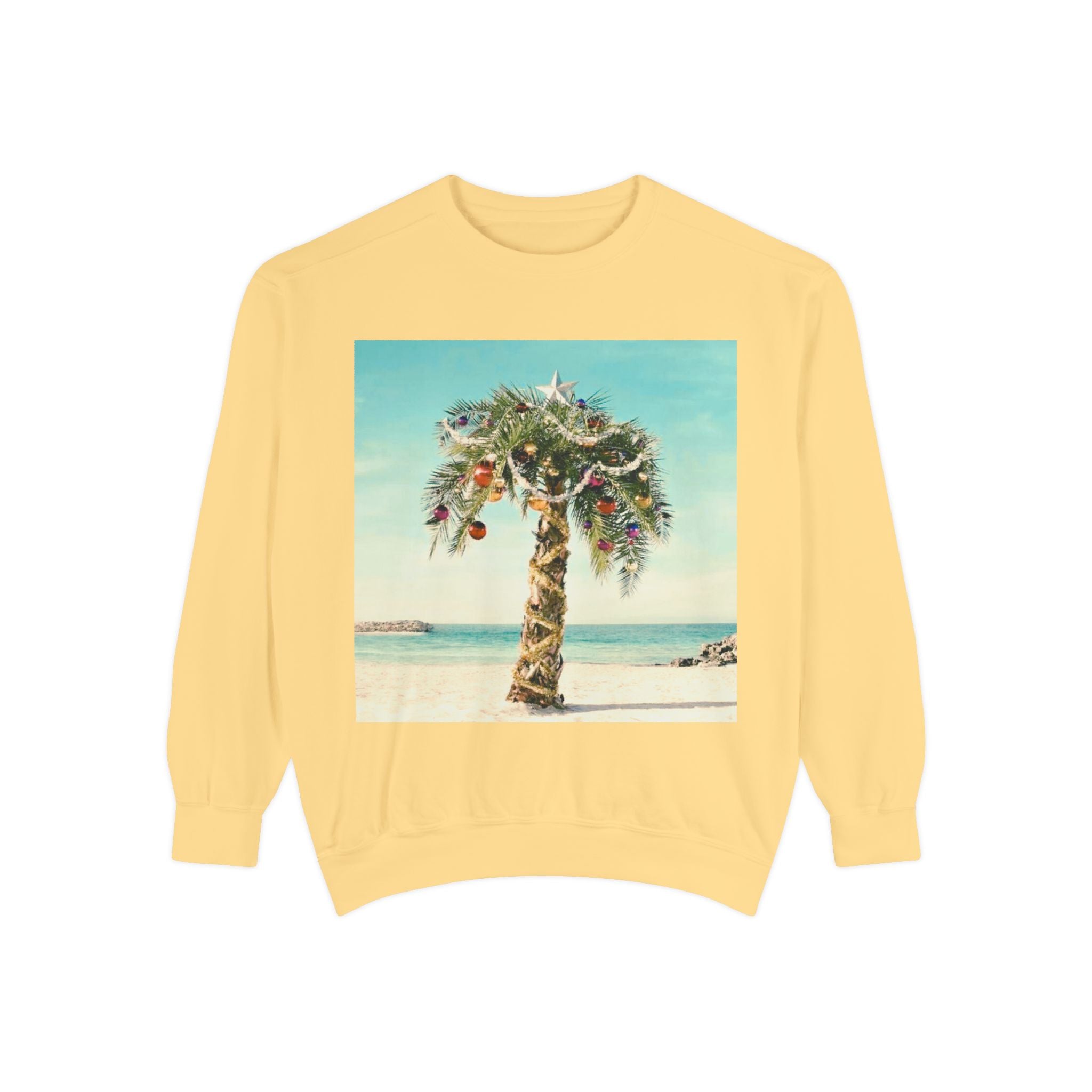 Vintage Christmas Palm Tree Crewneck Sweatshirt - Comfort Colors