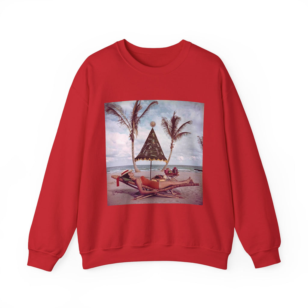 Vintage Christmas on the Beach Crewneck Sweatshirt - Gildan