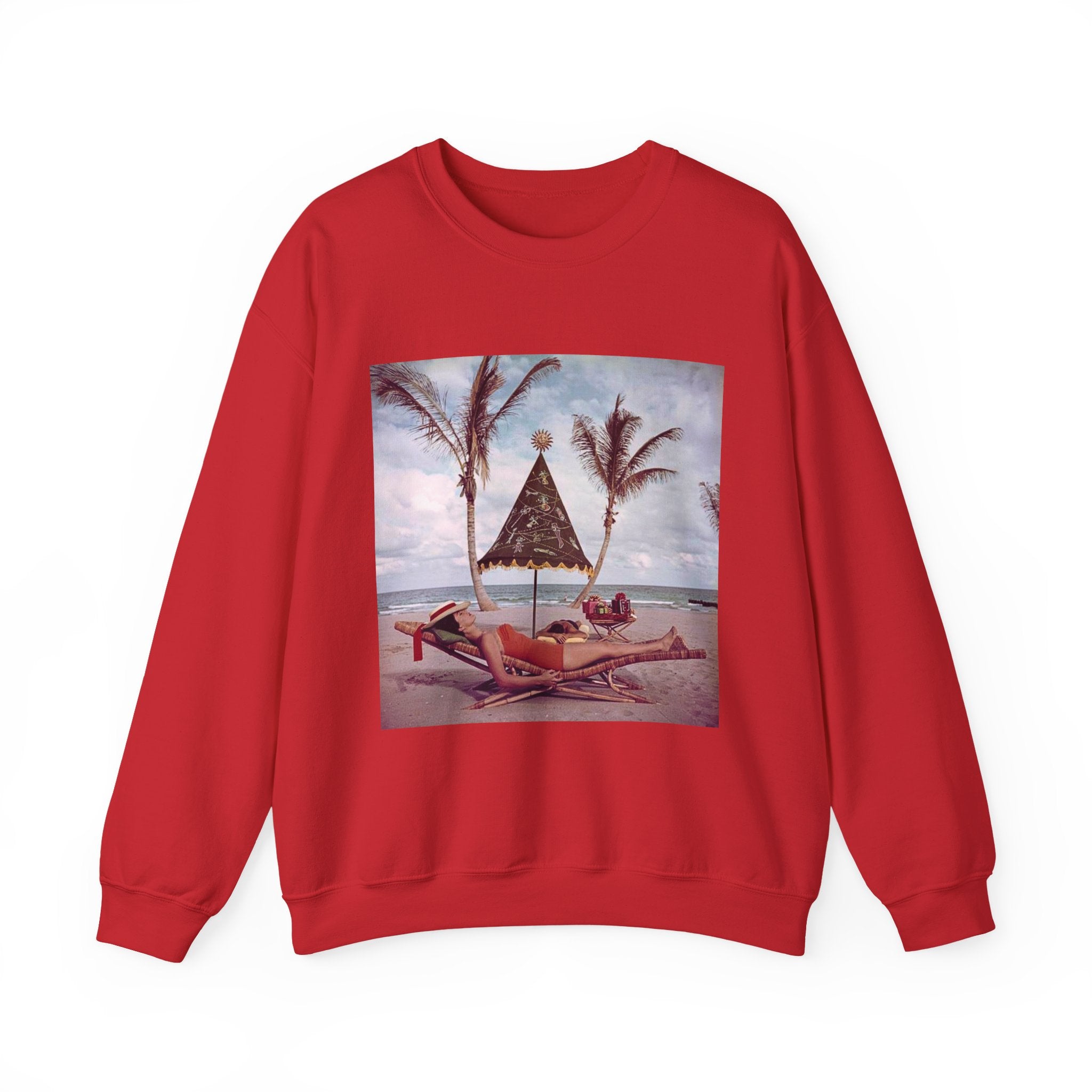 Vintage Christmas on the Beach Crewneck Sweatshirt - Gildan