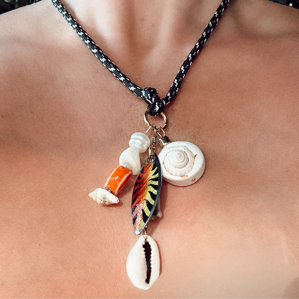Clownfish Necklace – Handmade Fishing Lure & Shell Jewelry