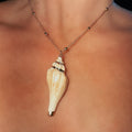 White Dipped Conch - Handmade Gold Dipped Seashell Pendant Necklace – Beach Jewelry Gift