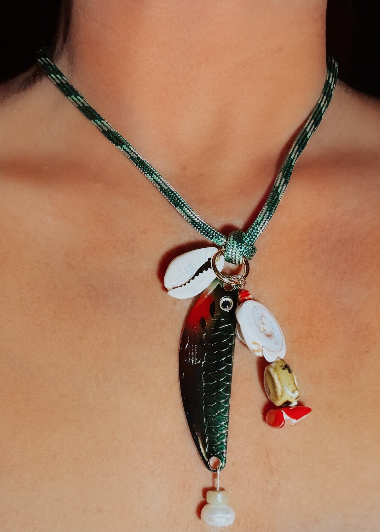 Sockeye Necklace – Handmade Fishing Lure & Shell Jewelry